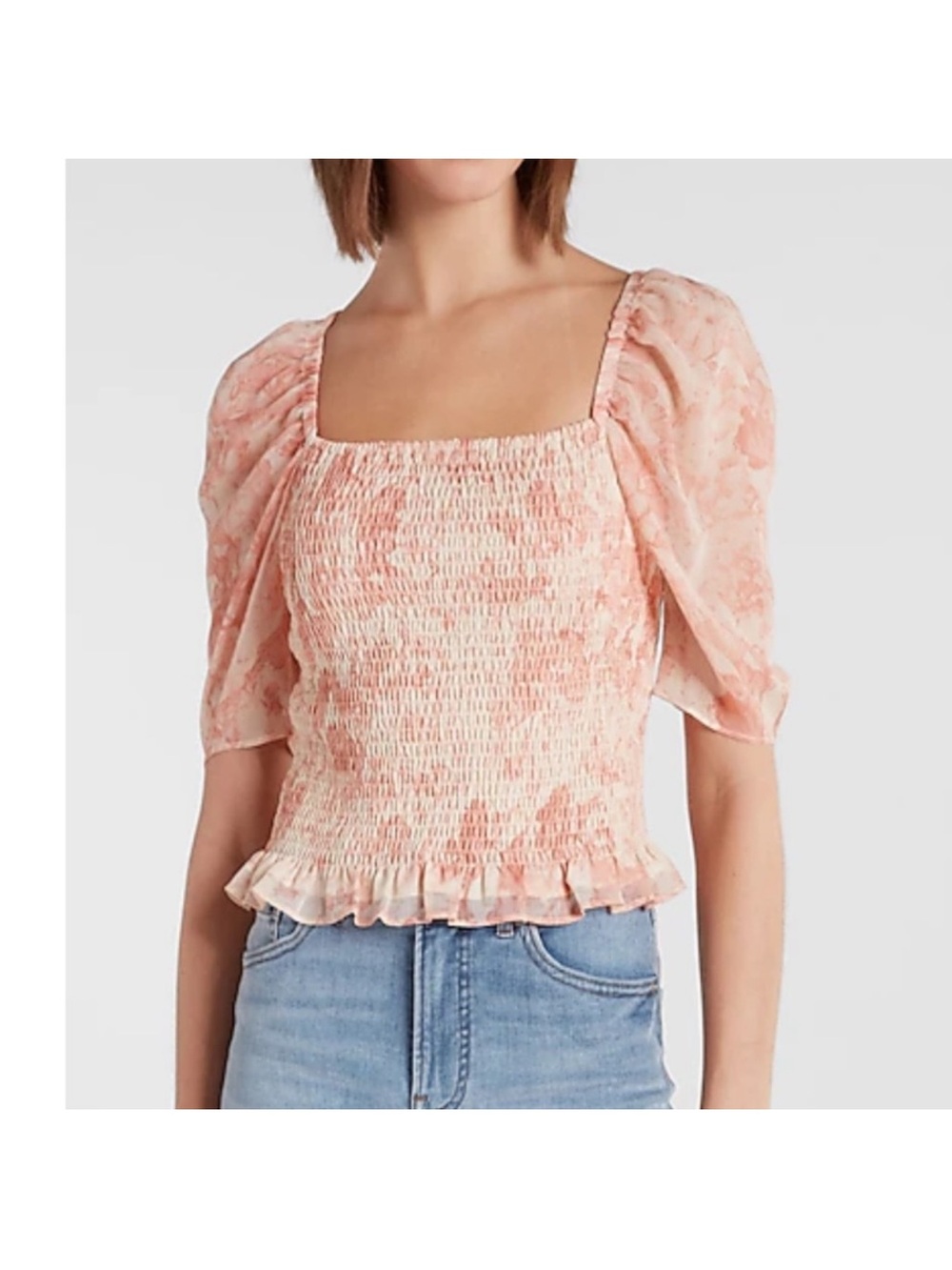 Express Floral Smocked Blouse